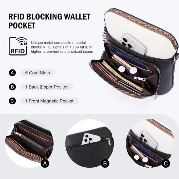 Crossbody Purse for Women,Lightweight Medium Crossbody Bag Soft Leather Women's - Picture 3 of 7